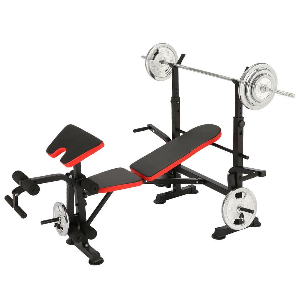 OppsDecor 330lbs 5 in 1 Adjustable Olympic Weight Bench Set with Leg Developer Preacher Curl Rack Multi-Function Bench Press Set for Full Body Workout 