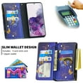 thumbnail image 2 of Dteck For Samsung Galaxy S20 6.2 inch Magnetic Patterned Leather Wallet Zipper Card Holder Stand Case Cover,Purple Butterfly, 2 of 5