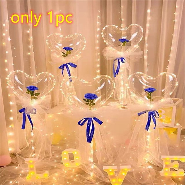 1pc Heart Led Rose Balloon Bouquet Led Light Rose Balloons Mother Day Wedding Decor Birthday Party Gift Valentine's Day22 inch Gao Jinjia LED
