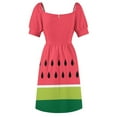 thumbnail image 6 of Coral Pink Green Summer Watermelon Fruit Stripes Sleeveless Dress summer clothes for women Elegant gown, 6 of 7