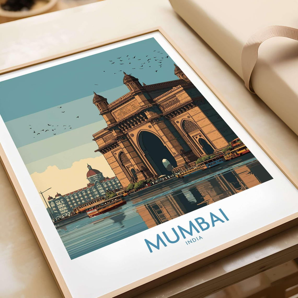 Mumbai Travel Print: Gateway To India Wall Art Vintage Cityscape Decor Indian Landmark Poster Home & Office Decoration Gift