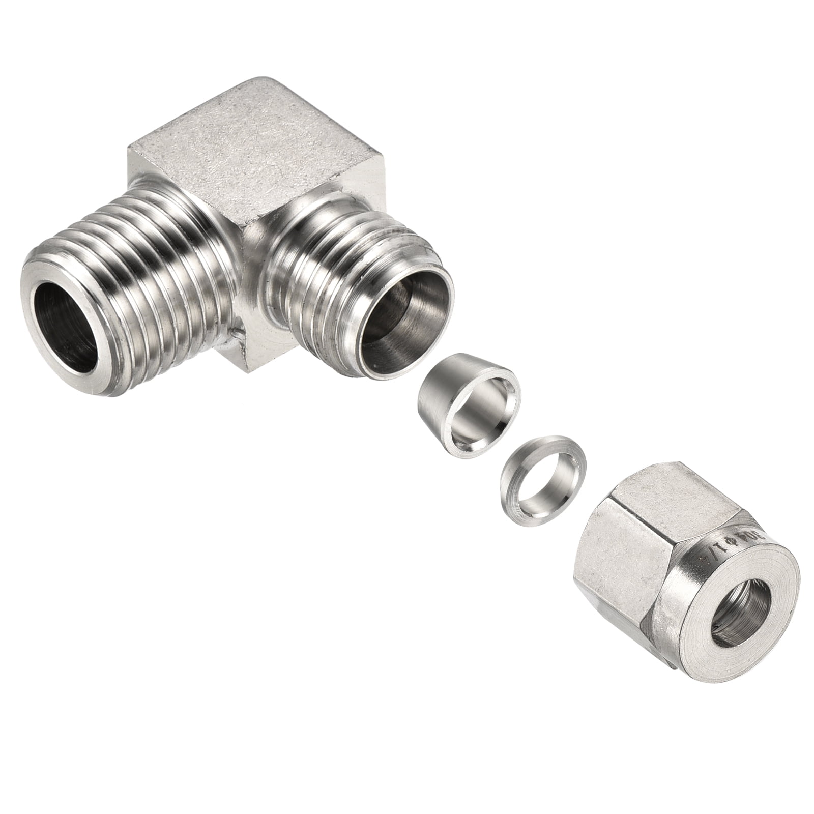 Unique Bargains Compression Tube Fitting Stainless Steel OD Coupling Adapter 1/4PT x 1/4"