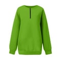 thumbnail image 4 of BiZtdJrK Quarter Zip Fleece Sweatshirt Women Long Sleeve Crewneck Pullover Tops Solid Color Lightweight Sweatshirts Green XL, 4 of 5
