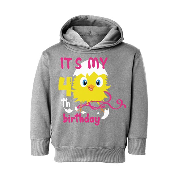Awkward Styles 4th Birthday Hoodie It's My Fourth Birthday Chick Toddler Hooded Sweatshirt for Girls