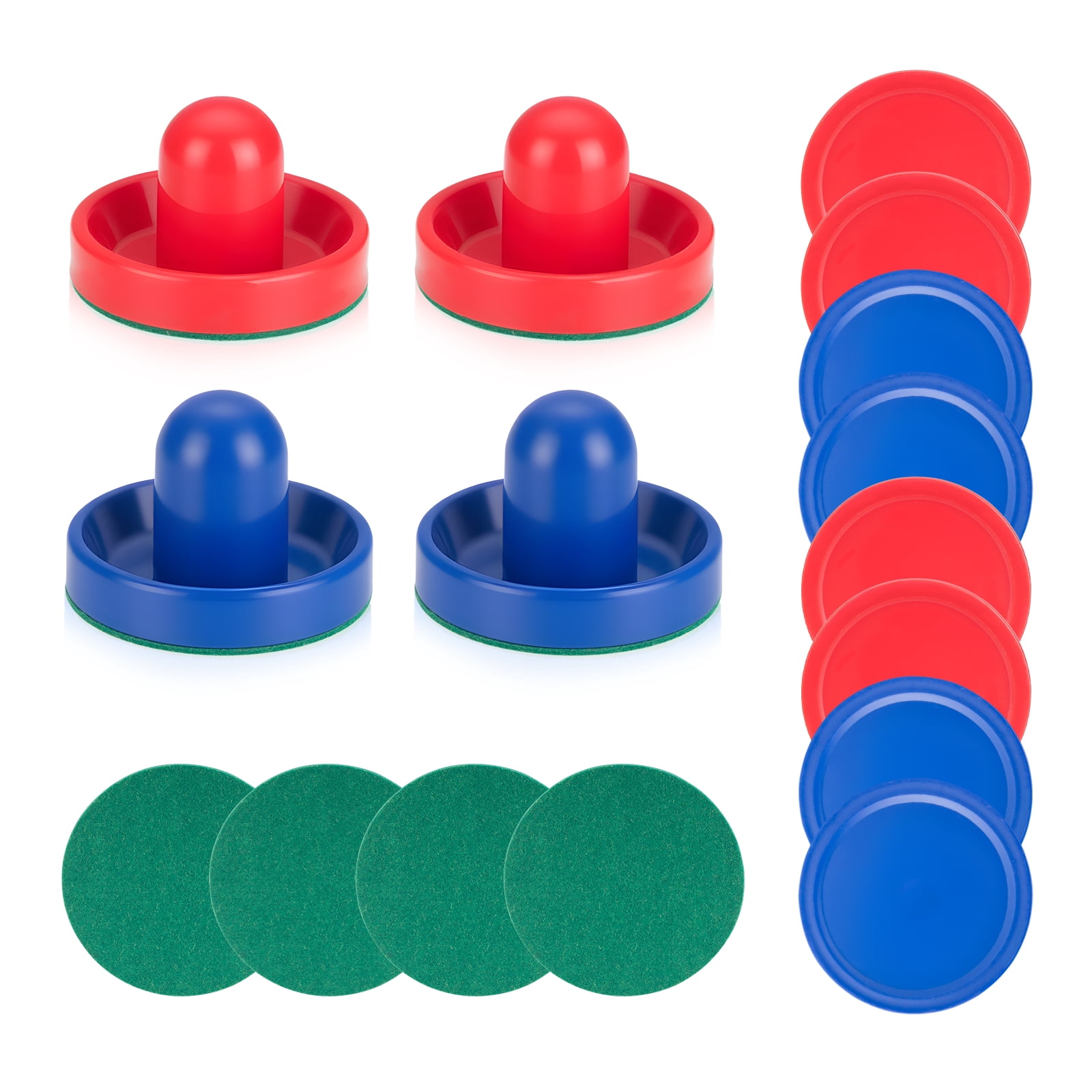 MOUJUCHI Air Hockey Pushers Lot de 2 patins en feutre de 60 mm avec 4 palets rouges pour jeu de table