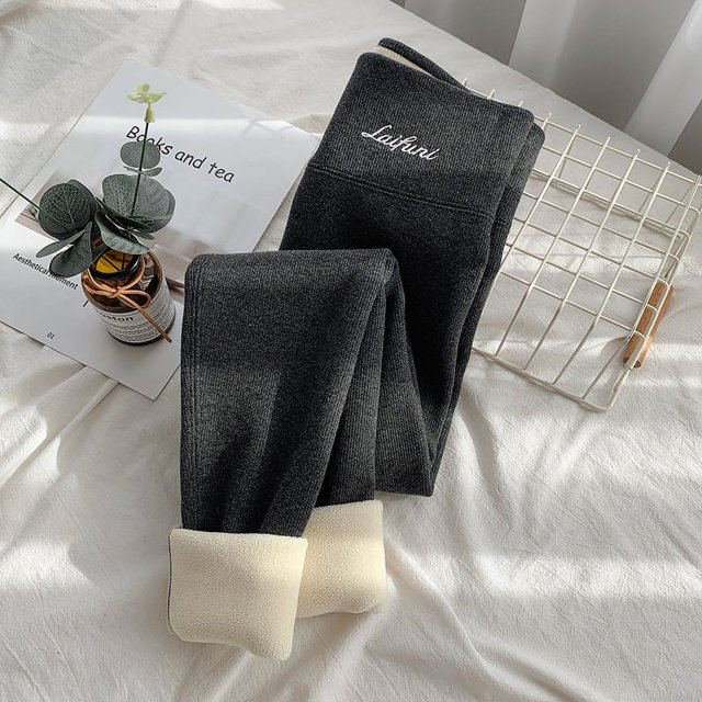 Leggings de cachemira para mujer, ropa exterior de invierno, hilo de cintura alta, ajustados, calzoncillos largos, pantalones de algodón gruesos y cálidos con forro polar