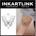 thumbnail image 1 of shiyou-Tattoo Tech, 3 Sheets Small Semi Permanent Tattoo, Adult Art Design Temporary Tattoos, Lasts 1-2 Weeks, Waterproof, Realistic Look, No Adhesive, No Reflection (Moonlight Butterfly), 1 of 4