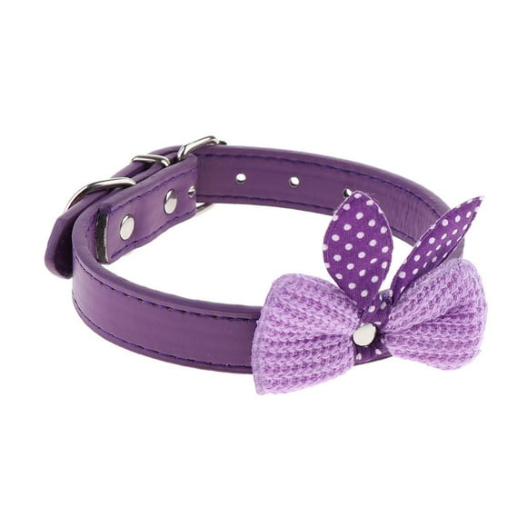 Adorable mascota perro pequeño collar de gato con pajarita lindo collar de cuello de perro banda Púrpura-m jinwen Cuello de cachorro de gato para perro