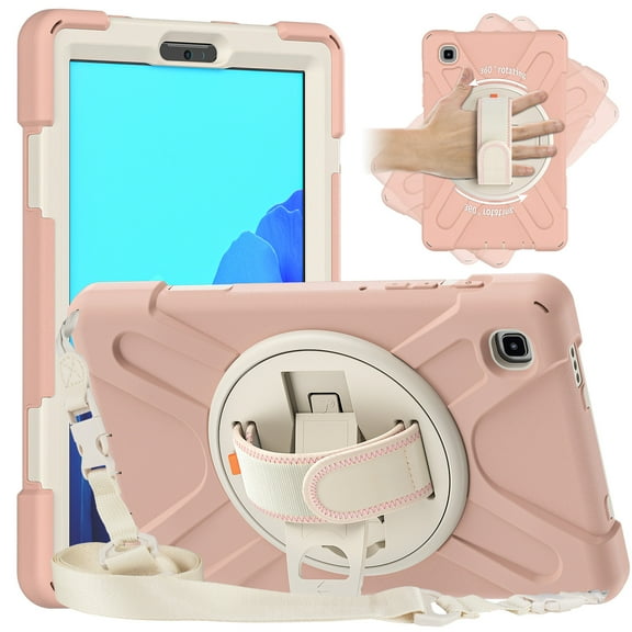 Samsung Galaxy Tab A7 Lite 8.7 inch Case 2021(SM-T220/T225/T227), Allytech Anti-Shock Kidsproof Case with Adjustable Hand Strap & Carrying Shoulder Strap & Rotating Stand & S Pen Slot, Pink