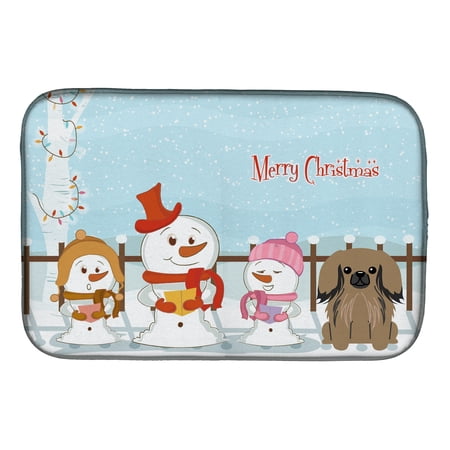 Caroline s Treasures Merry Christmas Carolers Pekingnese Tan Dish Drying Mat