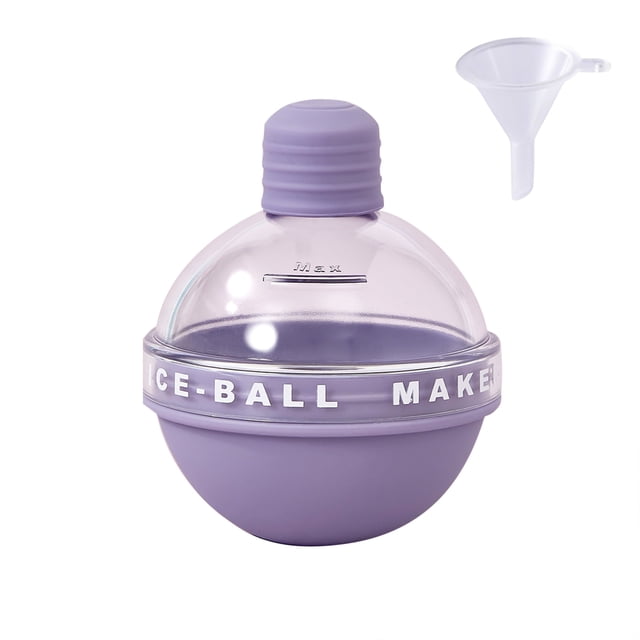 Molde de bola de hielo 1 máquina para hacer bolas de hielo de 2,4 pulgadas, molde grande de bolas de hielo de silicona con forma de bombilla bonita con embudo para cócteles de whisky Abanopi Molde de bola de hielo