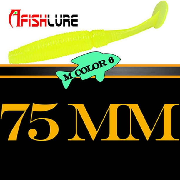 tssuouriy 6PCS 75mm/3.5g Soft Worm Fishing Lure Bass Fishing Bait Fake  Swimbait No.06 