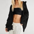 thumbnail image 4 of Abrigo Sudadera con capucha para mujer Top Cómoda con cremallera Blusa de gran tamaño Traje de calle sólido Cgtredaw Negro M para Mujer, 4 of 7
