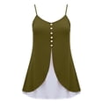 thumbnail image 6 of Achuyrbd Plus Size Women's 2-in-1 Spaghetti Strap Cami Top, Button Front Color Block Split Hem Sleeveless Tank 1X-3X, Army Green, 6 of 7