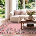 thumbnail image 5 of Wonnitar 4x6 Floral Washable Rug, Pink Rugs for Girls Bedroom, Soft Low Pile Nursery Area Rug, Non-Slip Throw Carpet for Dorm Playroom, 5 of 11