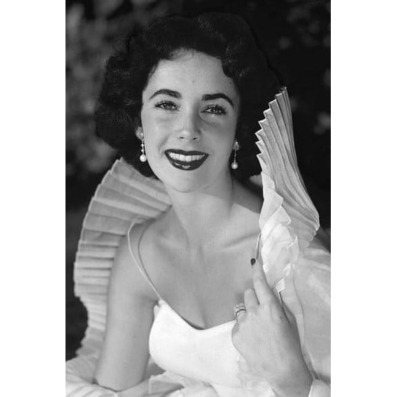 Elizabeth Taylor beautiful vintage pose in white dress circa 1950 24x36 Poster