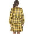 thumbnail image 3 of FANCYINN Womens Long Sleeve Buffalo Plaid Shift Tunic Dress Ruffle Hem Vneck Casual Swing Babydoll Mini Dress with Pockets Halloween Yellow XL, 3 of 7