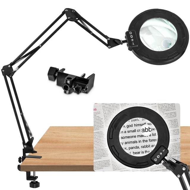Lámpara HITTI con Lupa 12X-30X con Luz y Pinza, Brazo de 108 cm