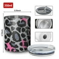thumbnail image 4 of 12oz Coffee Tumblers Gray and Pink Of Leopard Print Stainless Steel Vacuum Insulated Travel Tumbler Coffee Cups Mug with Lid and Straw with Cleaning Brush for Cold & Hot Drinks, 4 of 5