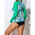 thumbnail image 3 of Charmo Women Color Blocked Swim Shirts Long Sleeve Rash Guard UPF 50+ UV Swimsuit Top, 3 of 7
