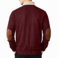 thumbnail image 6 of IAJDKMEK Men's Plus Size Corduroy Sweatshirt - Stand Collar Color Block Button Front Long Sleeve, Casual Athletic Sweatshirts for Men Warm Layering,Wine L, 6 of 7
