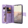 thumbnail image 4 of SaniMore Case for Google Pixel 7 Pro 6.7" 2022, PU Leather Zipper Wallet Cover [RFID Blocking] Card Slot Magnetic Clsap Flip Folio Wrist/Crossbody Strap Kickstand Full Protective Cover, Purple, 4 of 17