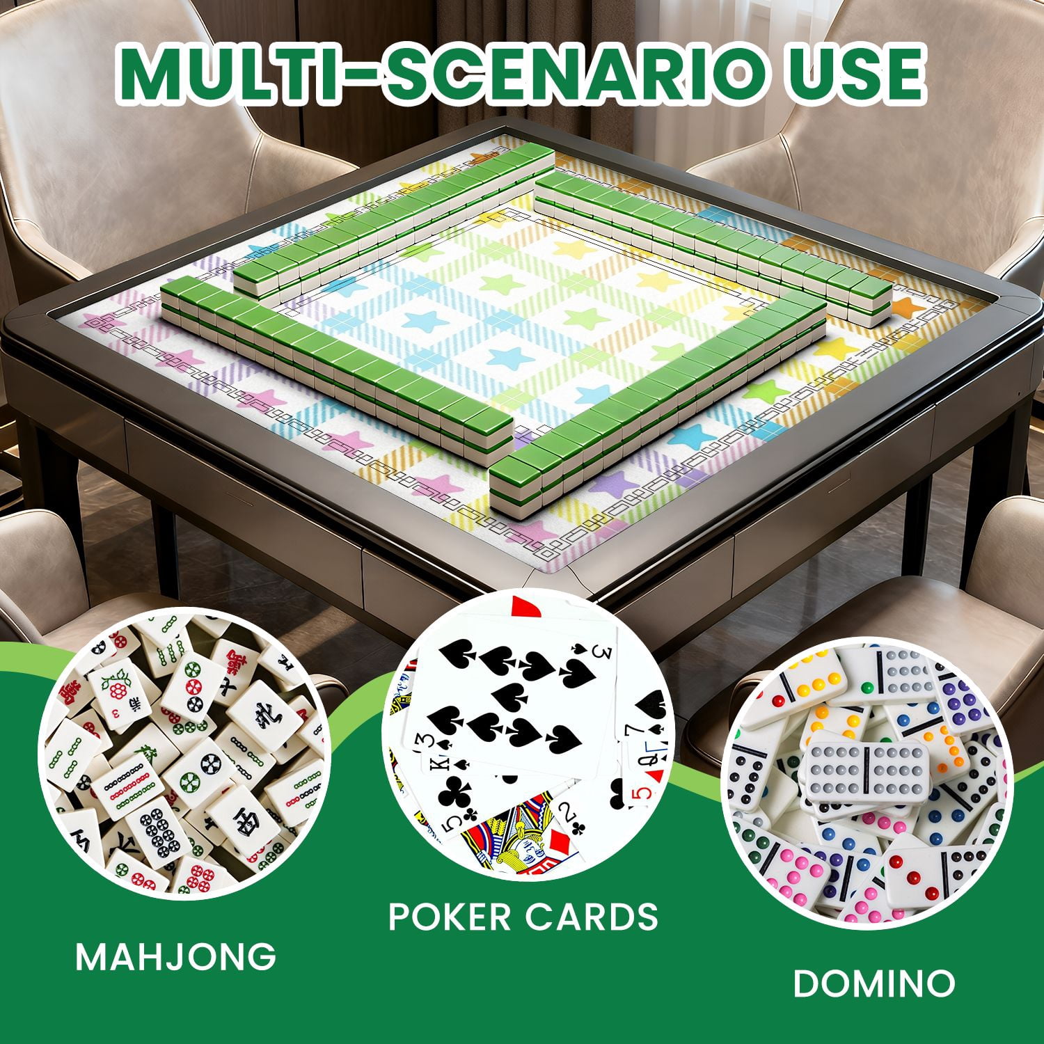 Mahjong Mat 31.5" x 31.5" Abstract Geometric Vibrant Gradient Colors Modern Design Non-Slip Noise Reduction American Mahjong Tiles Table Cover for Dominoes Poker Card Board Games Gift