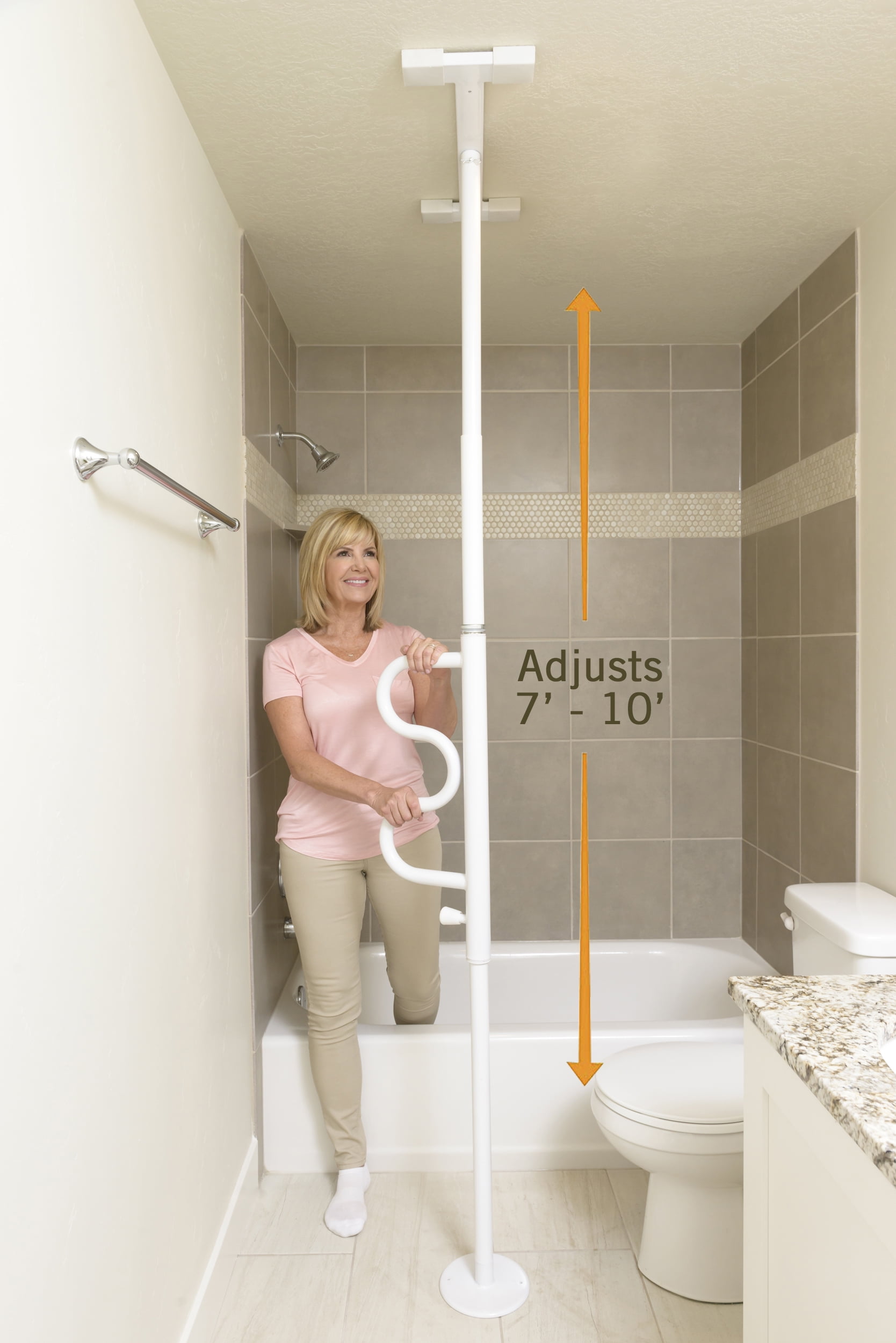 Stander Security Pole And Curve Grab Bar Elderly Tension