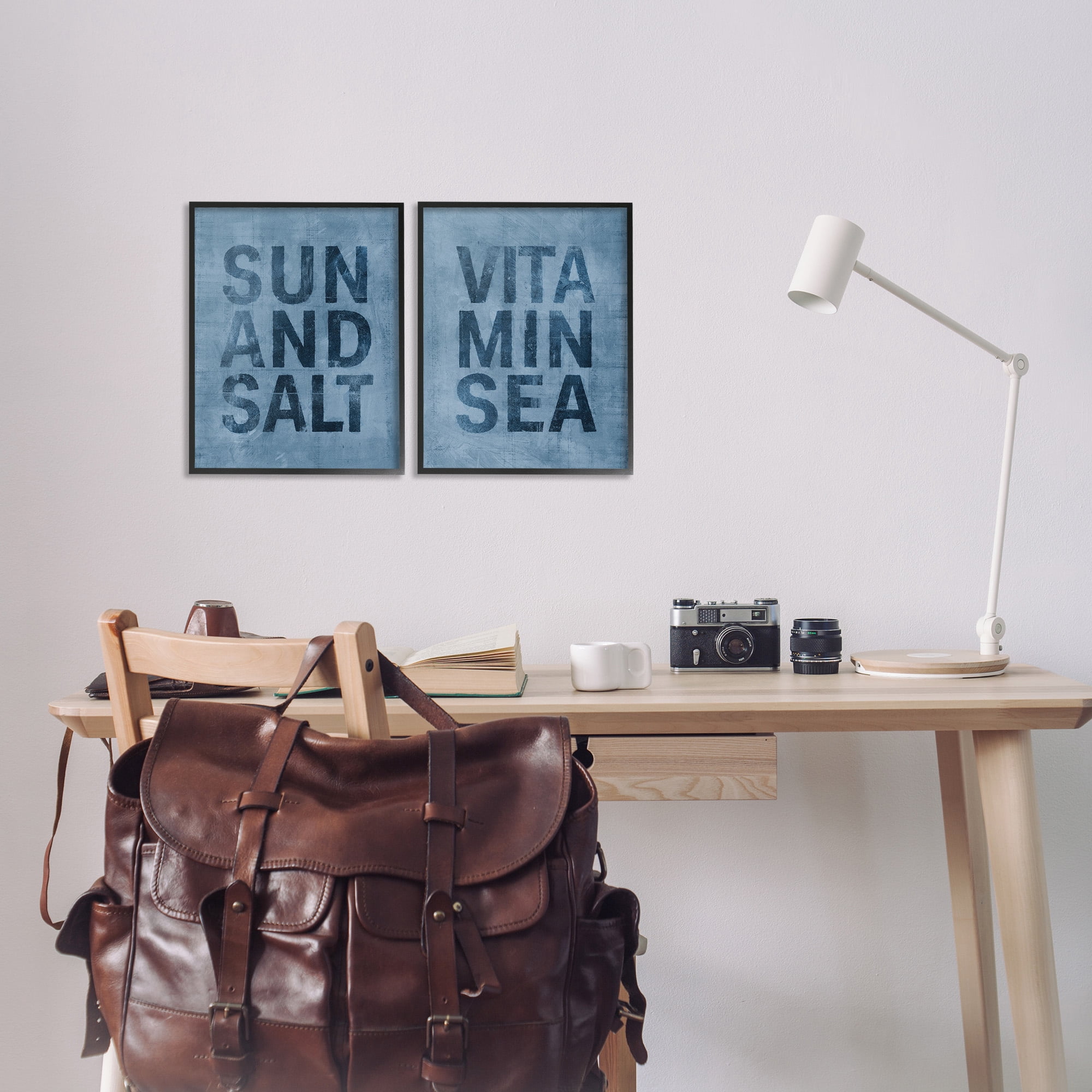 Stupell Industries Summer Beachy Phrases Nature Painting Black Framed Art Print Wall Art, 11 x 14, Set of 2