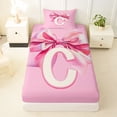 thumbnail image 3 of Erosebridal Cartoon Coquette Bowknot Girls Twin Sheet Sets,Letter C Monogrammed Bedding For Kids 3pcs, 3 of 6