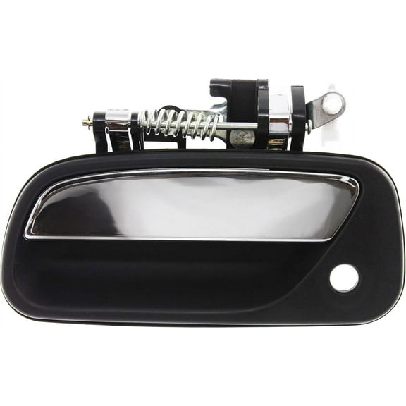 Exterior Door Handle Compatible with 1993-1998 Toyota T100 Front, Driver Side Chrome Lever with Black Bezel