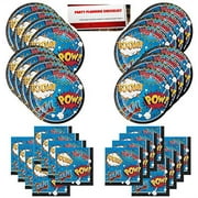 Action Adventure Superhero Hero Birthday Party Supplies Bundle Pack for 16 Guests (Plus Party Planning Checklist by Mikes Super Store)