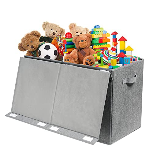 Foldable Large Kids Toy Chest with Flip-Top Lid, Decorative Holders Storage  Boxes Container Bins with Durable Handles for Nursery, Home Organization 