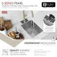 thumbnail image 4 of Stylish Undermount 16" Stainless Steel Single Bowl Kitchen Sink with Grid & Strainer S-309XG, 4 of 11