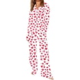 thumbnail image 3 of Riecok Pajama Sets for Women Valentine's Day Long Sleeve Button down Shirts and Pants Heart Print Cozy Soft Sleepwear, 3 of 7