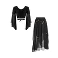 thumbnail image 2 of Zaldita Women Belly Dance Dress Belly Cropped Top with Sparkly Sequin Skirts 2 Piece Outfits Black One Size, 2 of 7