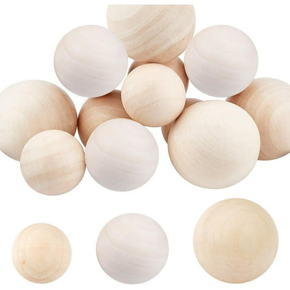 12pcs Lagre Wooden Ball 35mm 40mm 50mm/1.4'' 1.6'' 2'' Natural Round Wood Ball Decorative Wood Crafting Balls for Crafts and DIY Projects