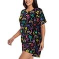 thumbnail image 2 of Wukai Colorful Palms Women's Pajama Set,Short-Sleeve Top and Shorts with Elastic Waistband and Pockets for Loungewear, Yoga, and Casual Wear-X-Large, 2 of 8