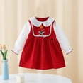 thumbnail image 2 of Odeerbi Toddler Girls Spring Fall Dress Vintage Peter Pan Collar Dress 1-6 Years Vintage Long Sleeve Doll Neck Princess Dress Baby Skirt Red, 2 of 4