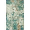 thumbnail image 5 of Moynesa 3'x5' Modern Abstract Area Rug,Washable Bedroom Rug Soft Throw Entry Mat Contemporary Faux Wool Non-Slip Stain Resistant Carpet for Living Room Kitchen Bath Office, Green, 5 of 7