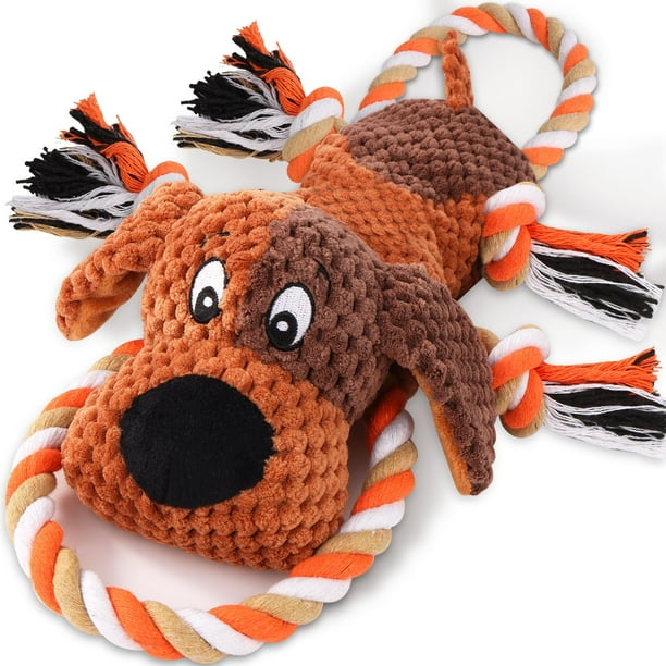 Juguete de peluche para perros Drmstow con cuerda, chirriador y papel arrugado