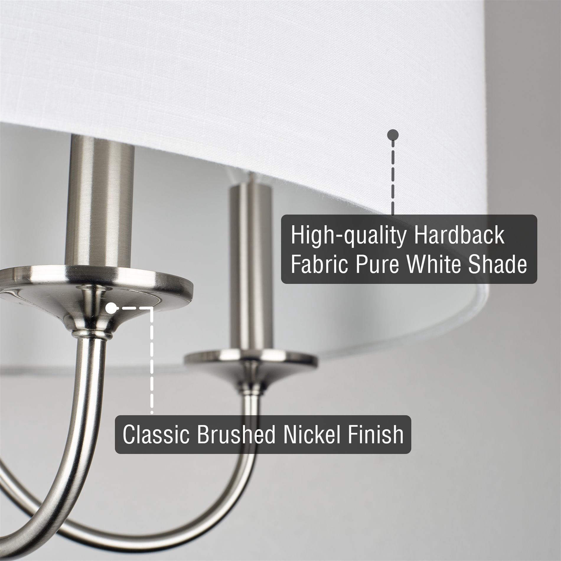 Kira Home Quinn 22" Drum Chandelier, White Linen Shade, Farmhouse Hanging Light, White Drum Shade, Brushed Nickel