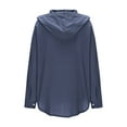 thumbnail image 4 of FRSASU Women's Cotton Linen Sun Protection Jacket Summer/Fall Hoodie Long Sleeve Button up Cardigan Lightweight Beach Tops with Pocket Navy, 4 of 8