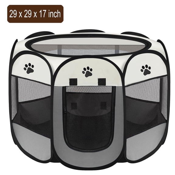 Dinosam Cat Playpen,29" Pop-up Cat Cage with Side Pocket,Puppy Playpen for Indoor Outside Kitten Playpen 29" Diameter 17" Height