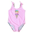 thumbnail image 2 of CUZIBR Baby Girl Swimsuit One Piece Swimsuit Sleeveless Striped Cartoon Prints Bow Strap Swim Wear Soft Bikini Beach Swimwear,Pink,3-4 Years, 2 of 5