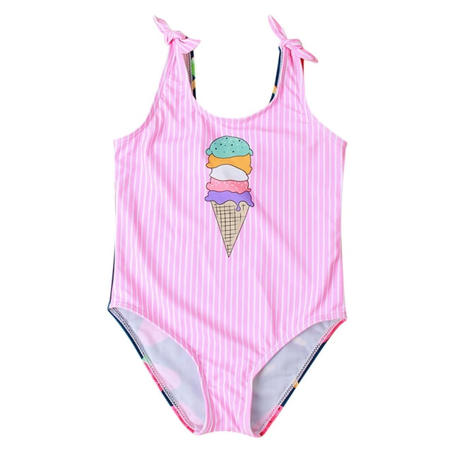 Toimothcn Maillot de Bain Fille Sans Manches Rayé Imprimé Séchage Rapide 12-18 Mois