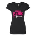 thumbnail image 2 of I Wear Pink for My Friends Survivor Awareness Womens Junior Fit V-Neck Tee, Black, 2XL, 2 of 3