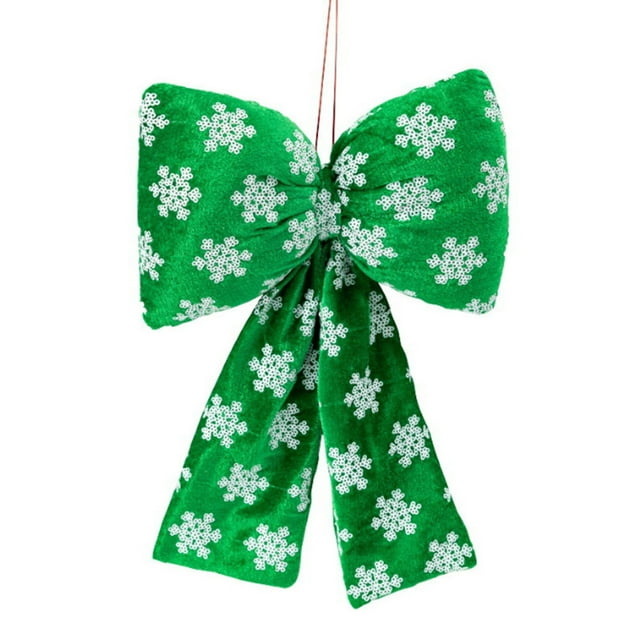 Christmas Decorations Christmas Bow Sequin Snowflake Pendant Holiday Scene Decoration Required Decoration Red Green And Green Gold Three Colors Optional