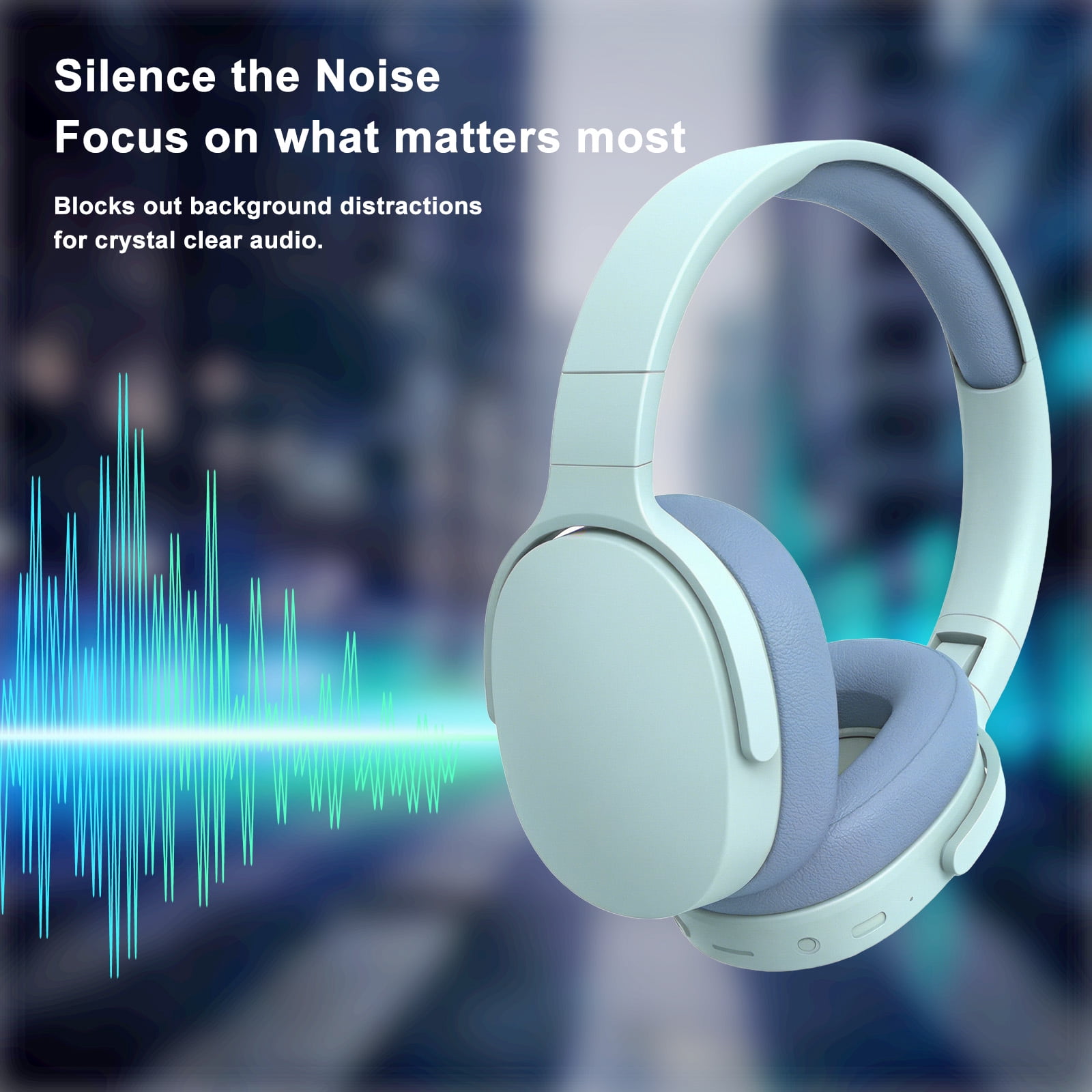 Rirool Bluetooth Over-Ear Headphones, Wireless Foldable Headset with HiFi Stereo Deep Bass, 12H Playtime, Built-in Mic, Soft Protein Earpads for Travel, Home, Office & Cellphone, Sky Blue thumbnail 12