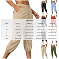 thumbnail image 3 of Hurxie Cargo Capri Pants for Women High Waisted Elastic Knit Waist Casual Capris Trousers Cropped Pants Light Blue,2XL, 3 of 8